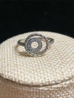 Pandora Silver Pavé Circle Logo Ring